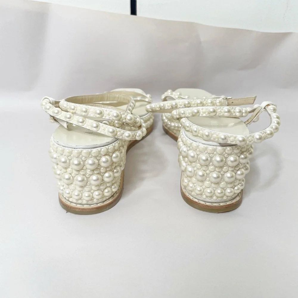 JIMMY CHOO Drive Pearl Embellished Wedge Heel Sandals
